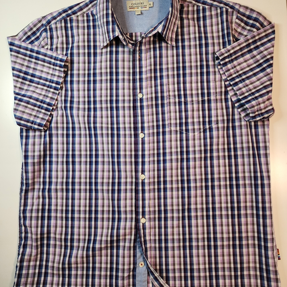 Columbia Men's Blue Plaid Casual Shirt 100% Cotton